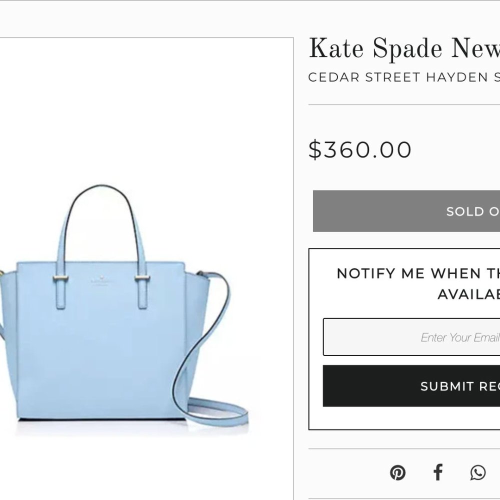 Light Blue Kate Spade Cedar Street Authentic Purse